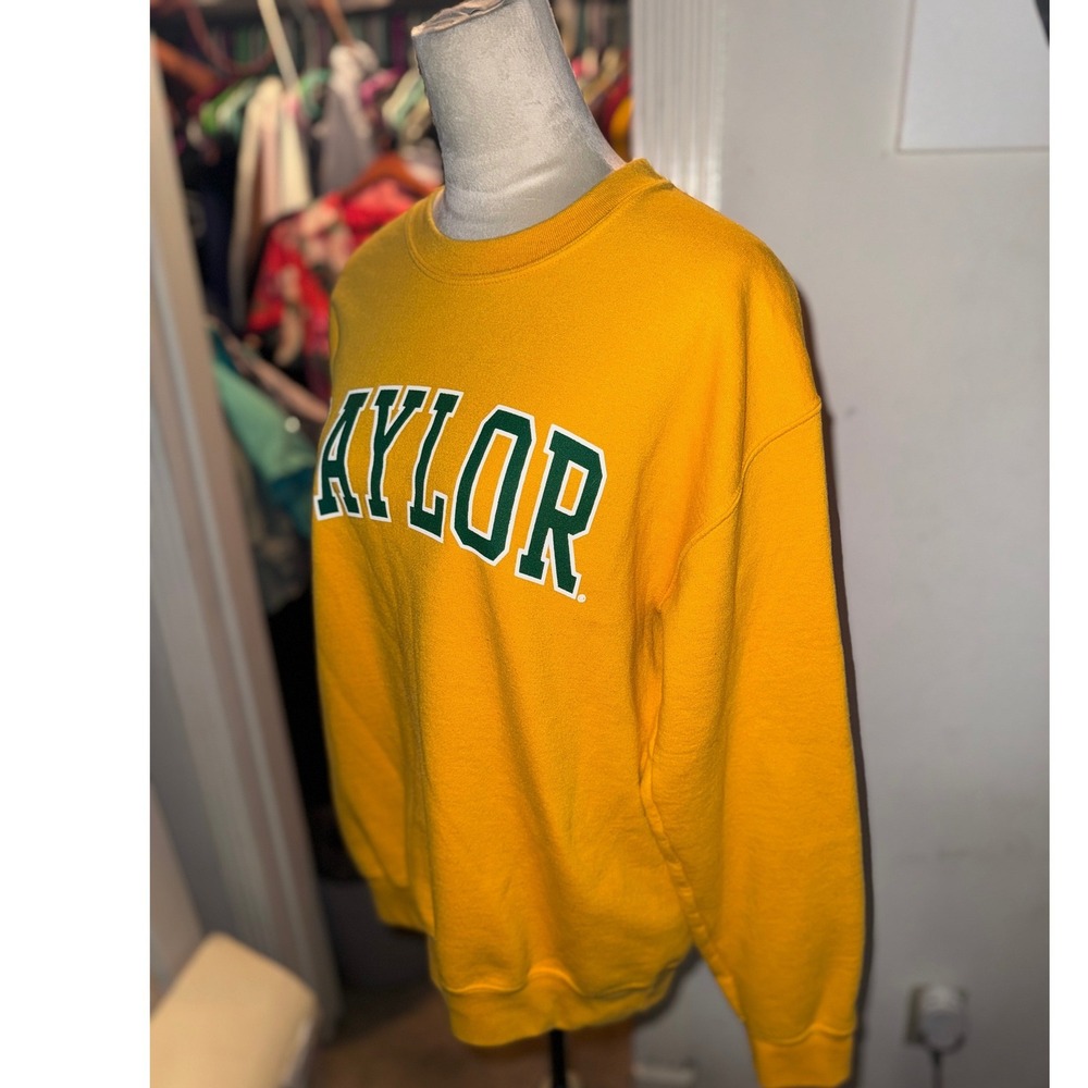 MV Sport Baylor University Bears Crewneck Sweatshirt Yellow Gold Mens Medium - Picture 3 of 7